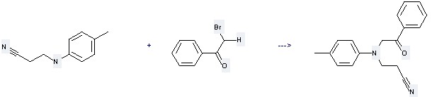 The Propanenitrile,3-[(4-methylphenyl)amino]- could react with 2-Bromo-1-phenyl-ethanone to obtain the 3-[(2-Oxo-2-phenyl-ethyl)-p-tolyl-amino]-propionitrile